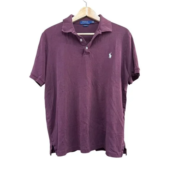 Polo Ralph Lauren Men's Large Polo Shirt Classic Fit Burgundy M - Picture 1 of 4